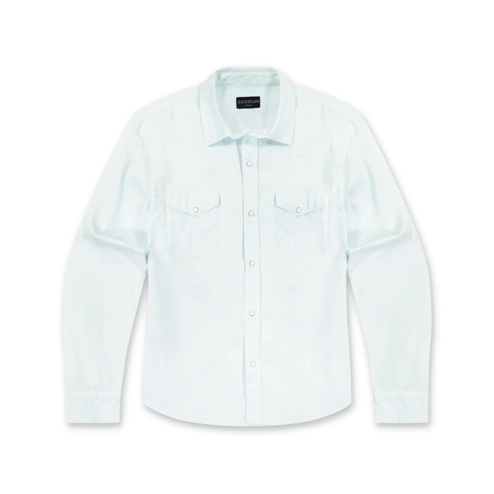 GOODLIFE - 4Corner Denim Snap Shirt - salt air